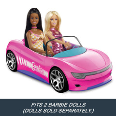 Hot Wheels RC Barbie Convertible, Battery-Powered Remote-Control Toy Car, Fits 2 Barbie Dolls