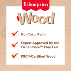 Fisher-Price Wooden Push-Along Bunny Toy Vehicle For Baby Crawling Play. 1 Wood Piece