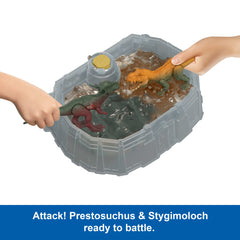 Jurassic World Dino Reveal 2 Dinosaur Toys in Battle Arena, Warm Water Changes Decoration