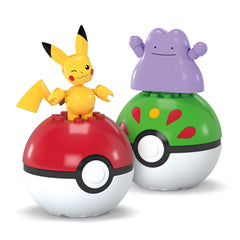 MEGA Pokémon Poké Ball 2-Pack Building Toy Kits With 2 Action Figures (42 Pieces) For Kids