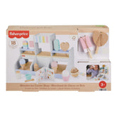 Fisher-Price Wooden Ice Cream Shop Set For Preschool Pretend Play, 18 Wood Pieces