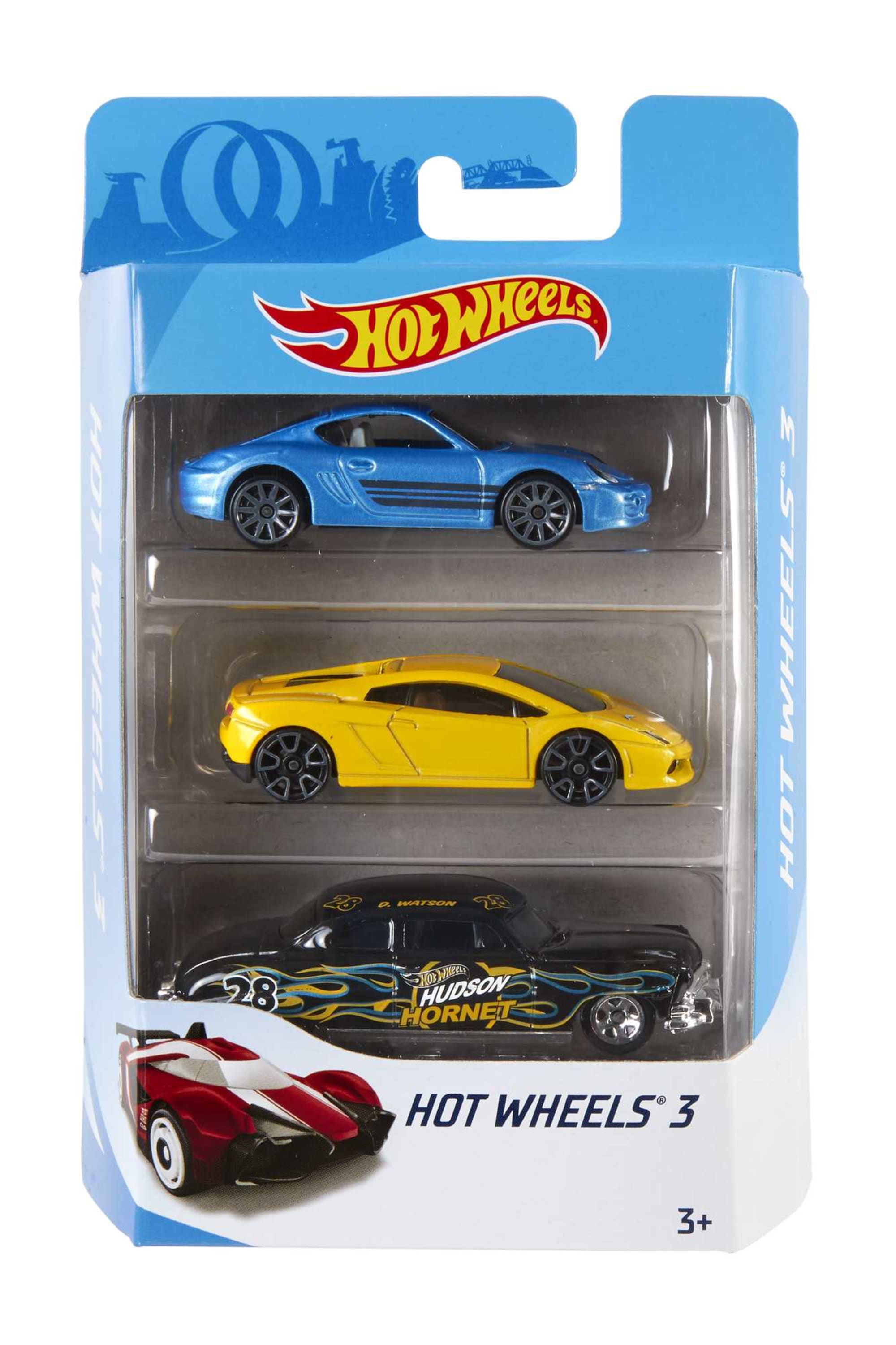 Hot Wheels 1:64 Scale Toy Cars & Trucks, 3-Pack