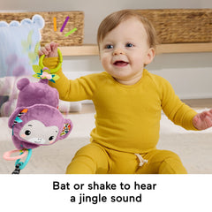 Fisher-Price Sing & Go Purple Monkey Plush Baby Stroller Sensory Toy For Newborns