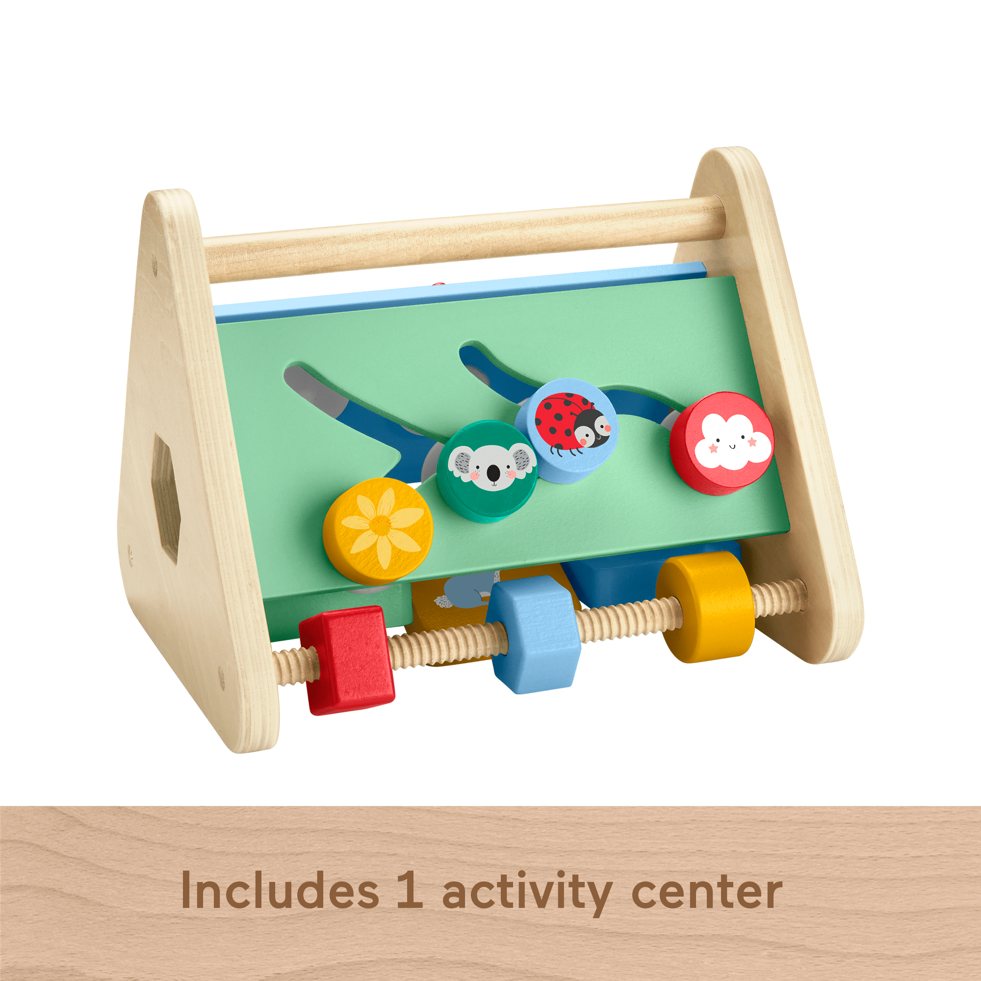 Fisher-Price Wooden Activity Triangle, 2-Sided Fine Motor Toy For Baby, 1 Wood Piece