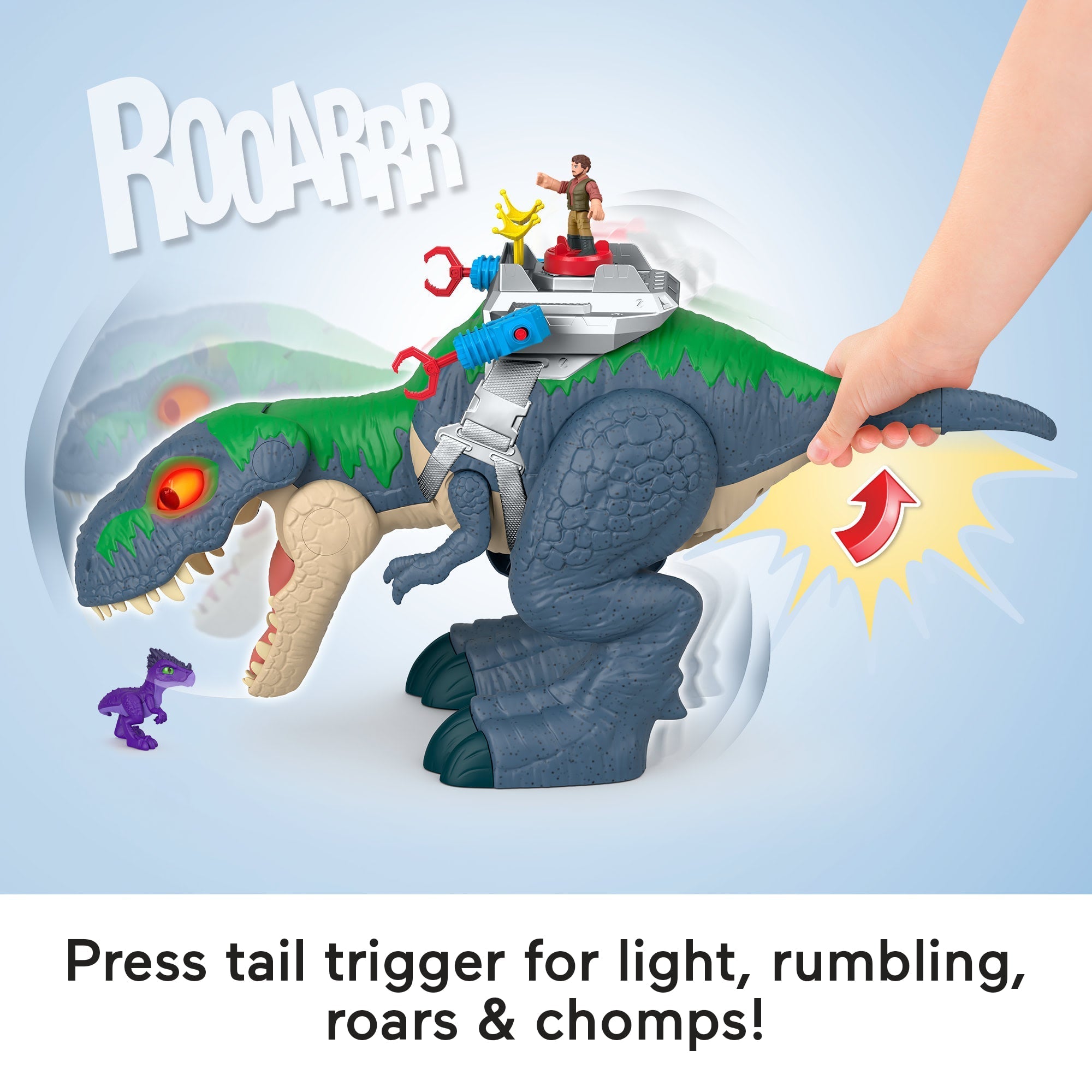 Fisher-Price Imaginext Jurassic World Rebirth Ultimate Action Chomp T. Rex Dino Toy & Action Figures