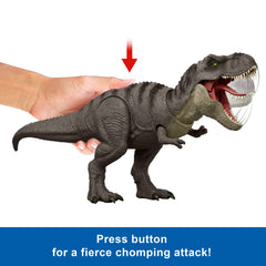 Jurassic World Rebirth Tyrannosaurus Rex Action Figure, Dinosaur Toy, T-Rex Chomp Attack