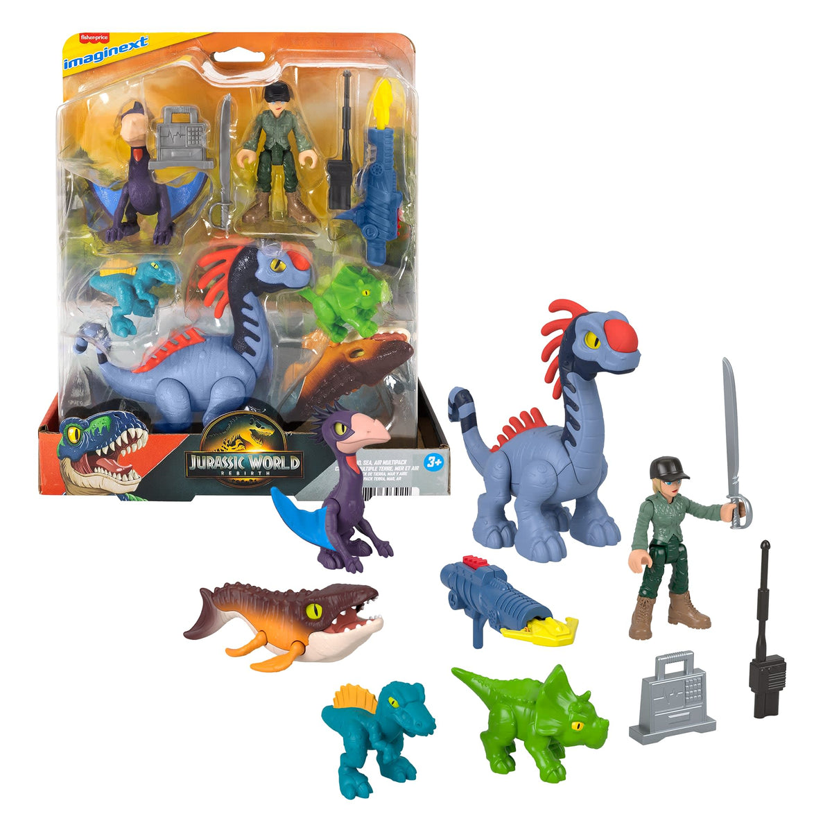 Fisher-Price Imaginext Jurassic World Rebirth Set With 6 Action Figures, Launcher & Accessories