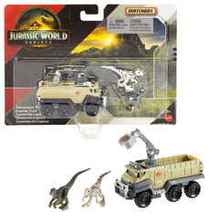 Matchbox Jurassic World Dino Transporter, Toy Car Or Truck & 1-2 Mini Dinosaurs