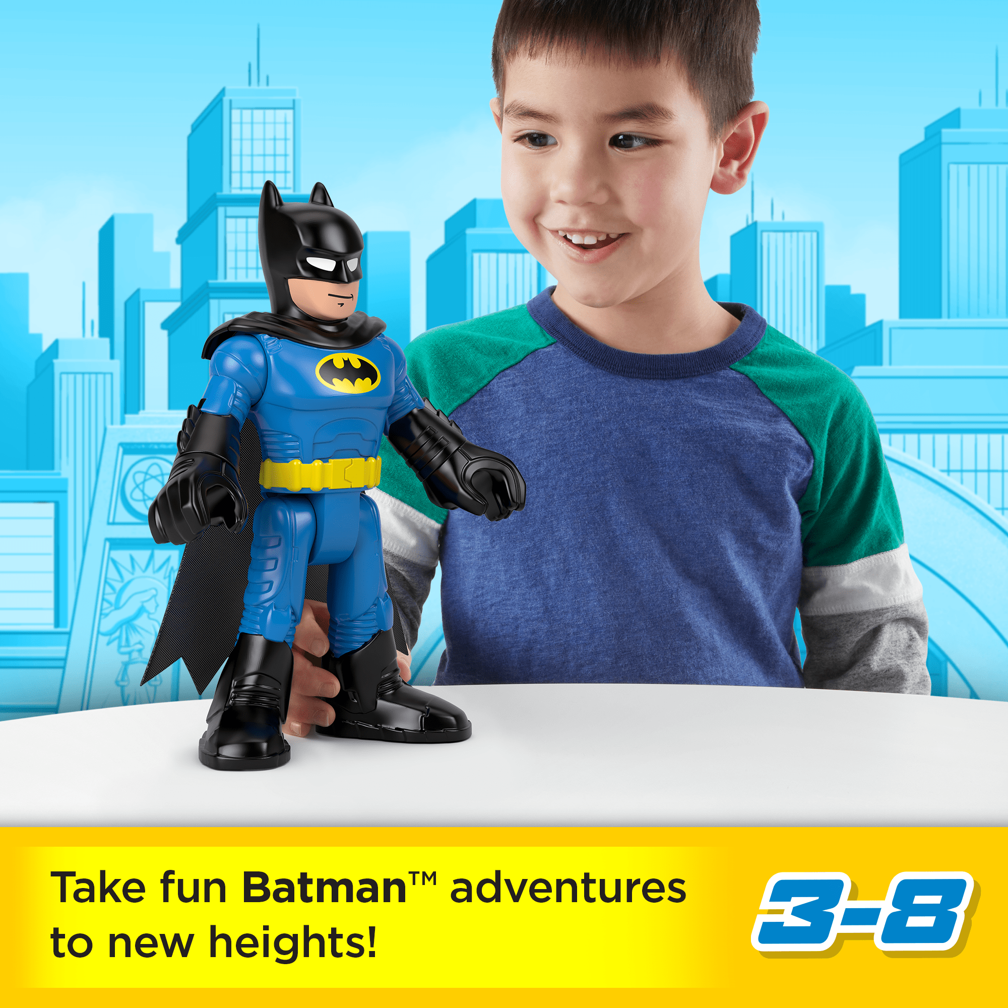 Imaginext DC Super Friends Batman XL Figure 10-inch Poseable Preschool Toy, Black & Blue