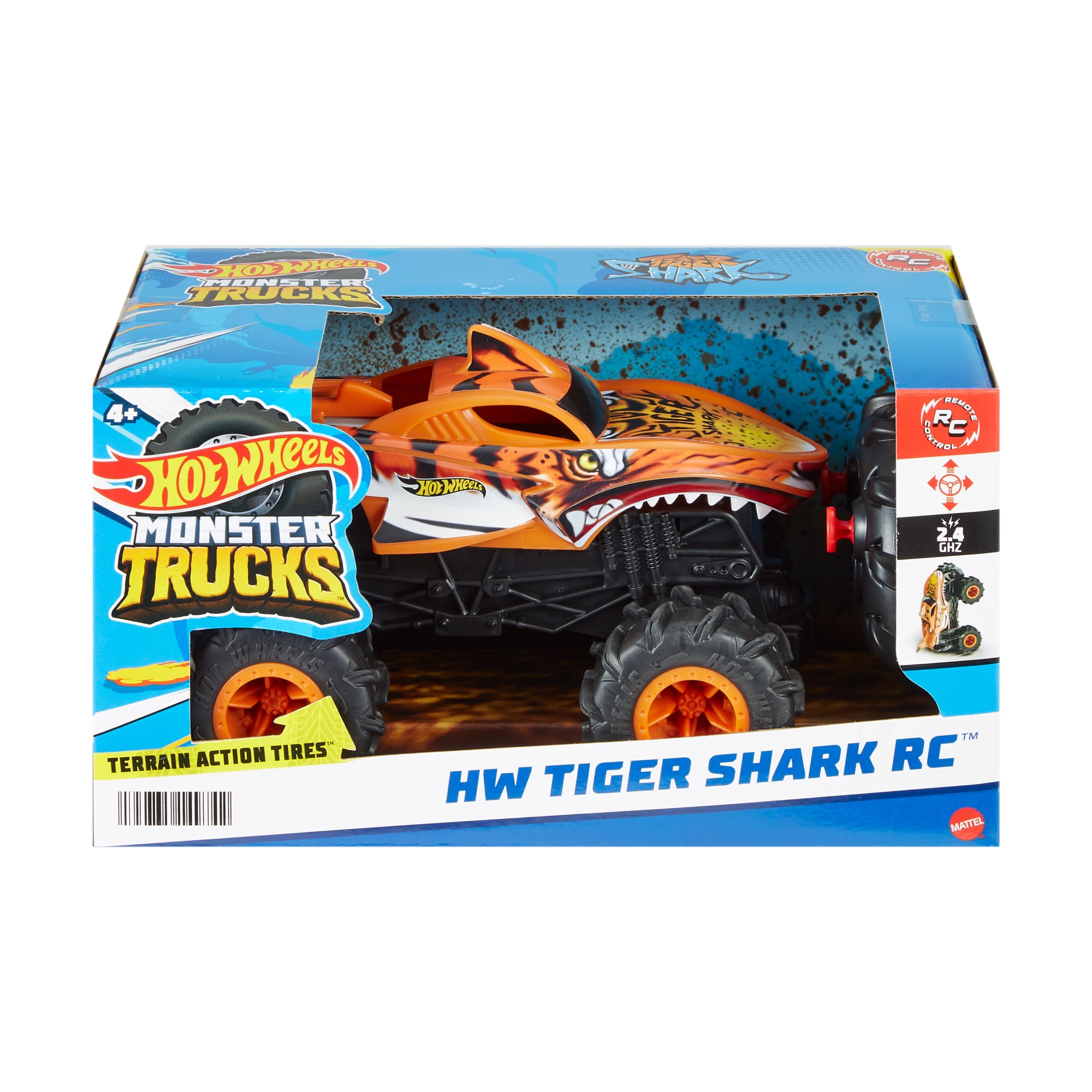 Hot Wheels RC Monster Trucks HW Tiger Shark RC in 1:24 Scale, Remote-Control Toy Truck