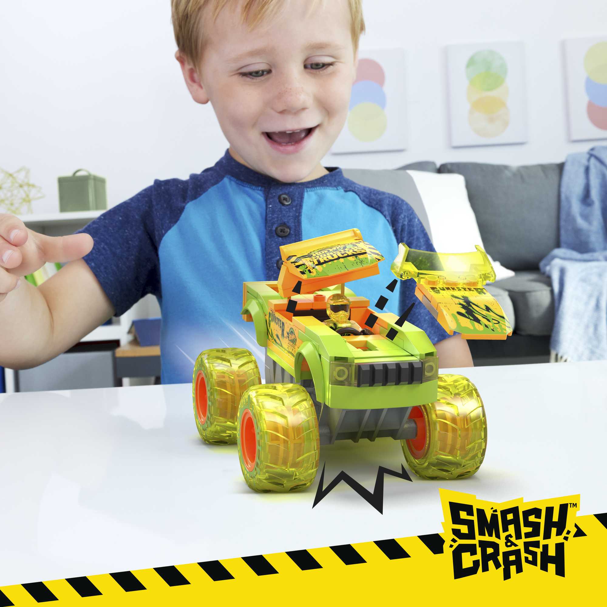 MEGA Hot Wheels Smash & Crash Gunkster Monster Truck Building Toy With 1 Figure (84 Pieces)