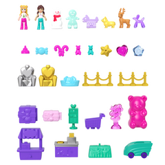Polly Pocket Dolls And Playset Advent Calendar, Gingerbread House With Dollhouse Furniture, Toy Car, And Holiday Accessories