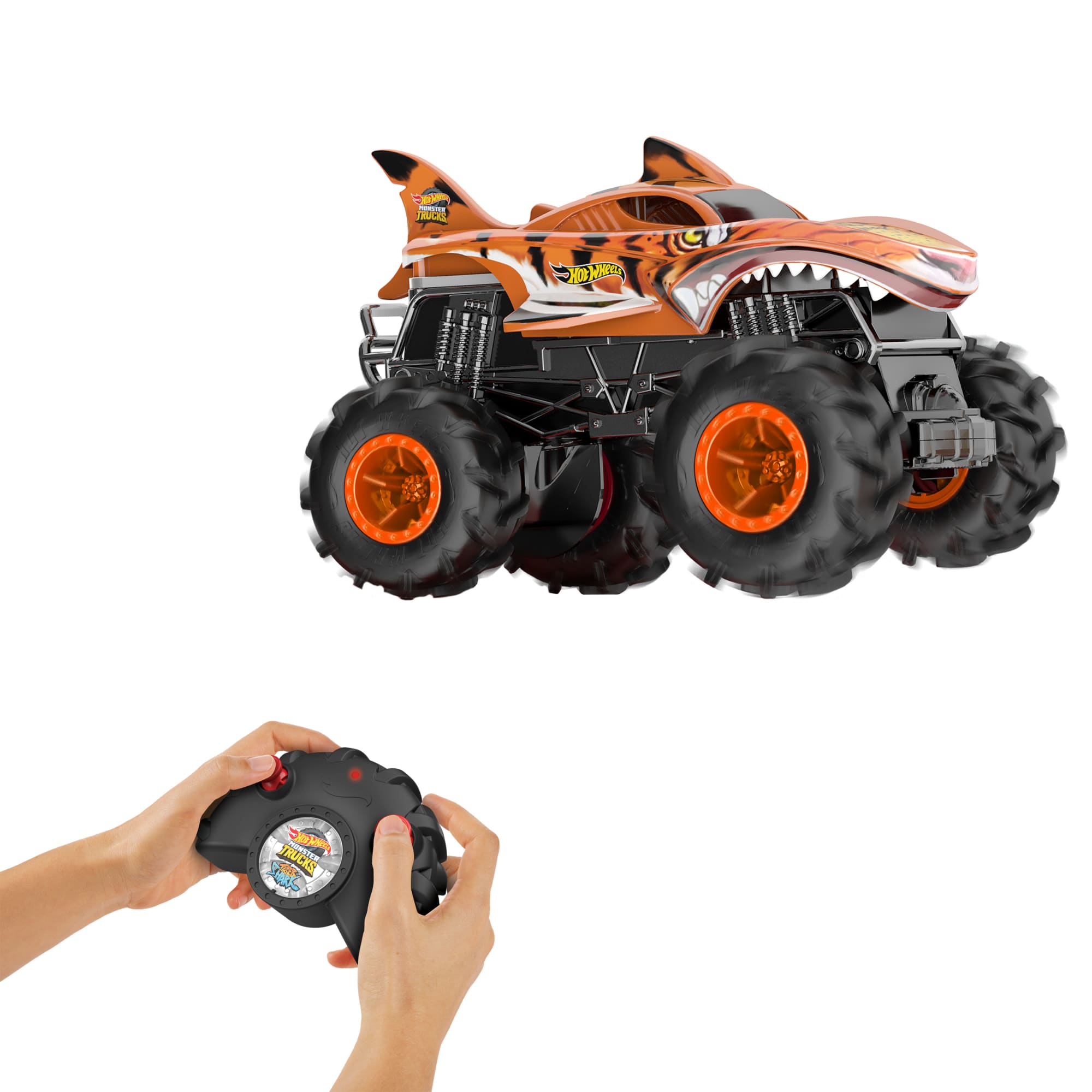 Hot Wheels RC Monster Trucks HW Tiger Shark RC in 1:24 Scale, Remote-Control Toy Truck