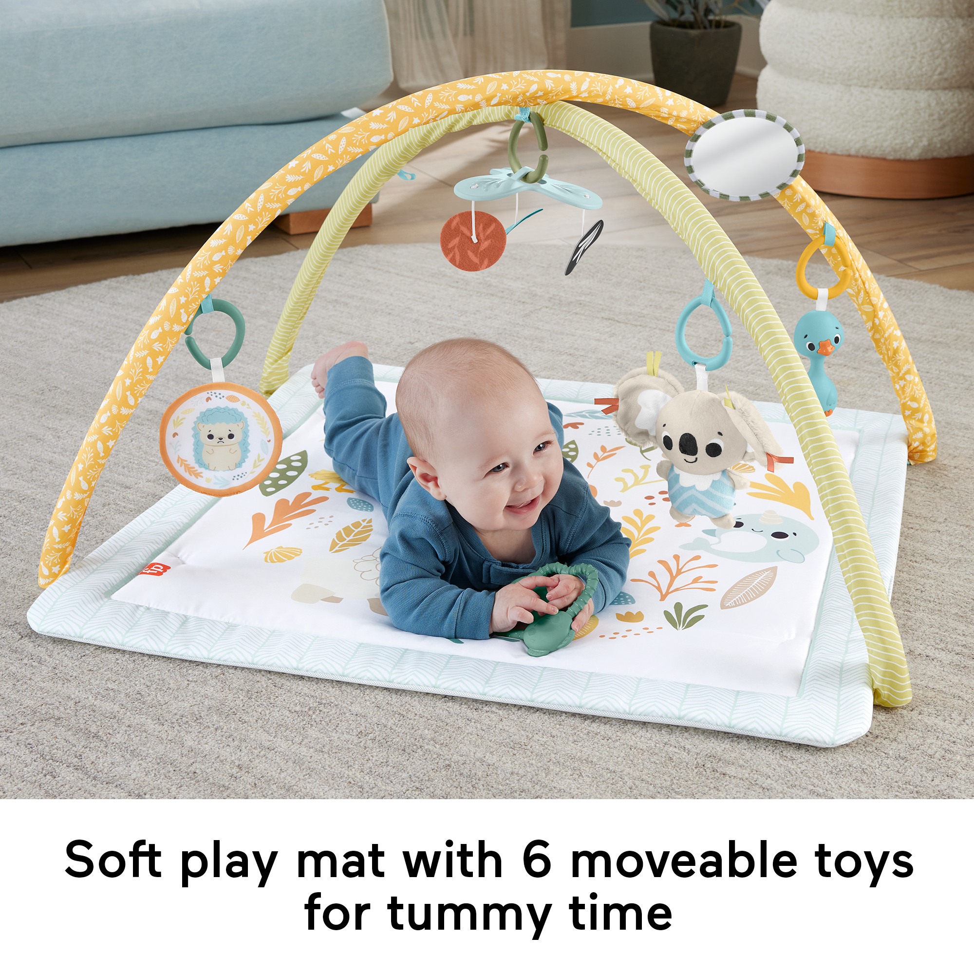 Fisher-Price Simply Senses Newborn Gym Baby Activity Mat With 6 Sensory Toys