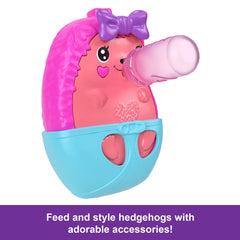 Polly Pocket Hedgehog Mom & Baby Purse Playset With 2 Dolls & 16 Accessories including Pets