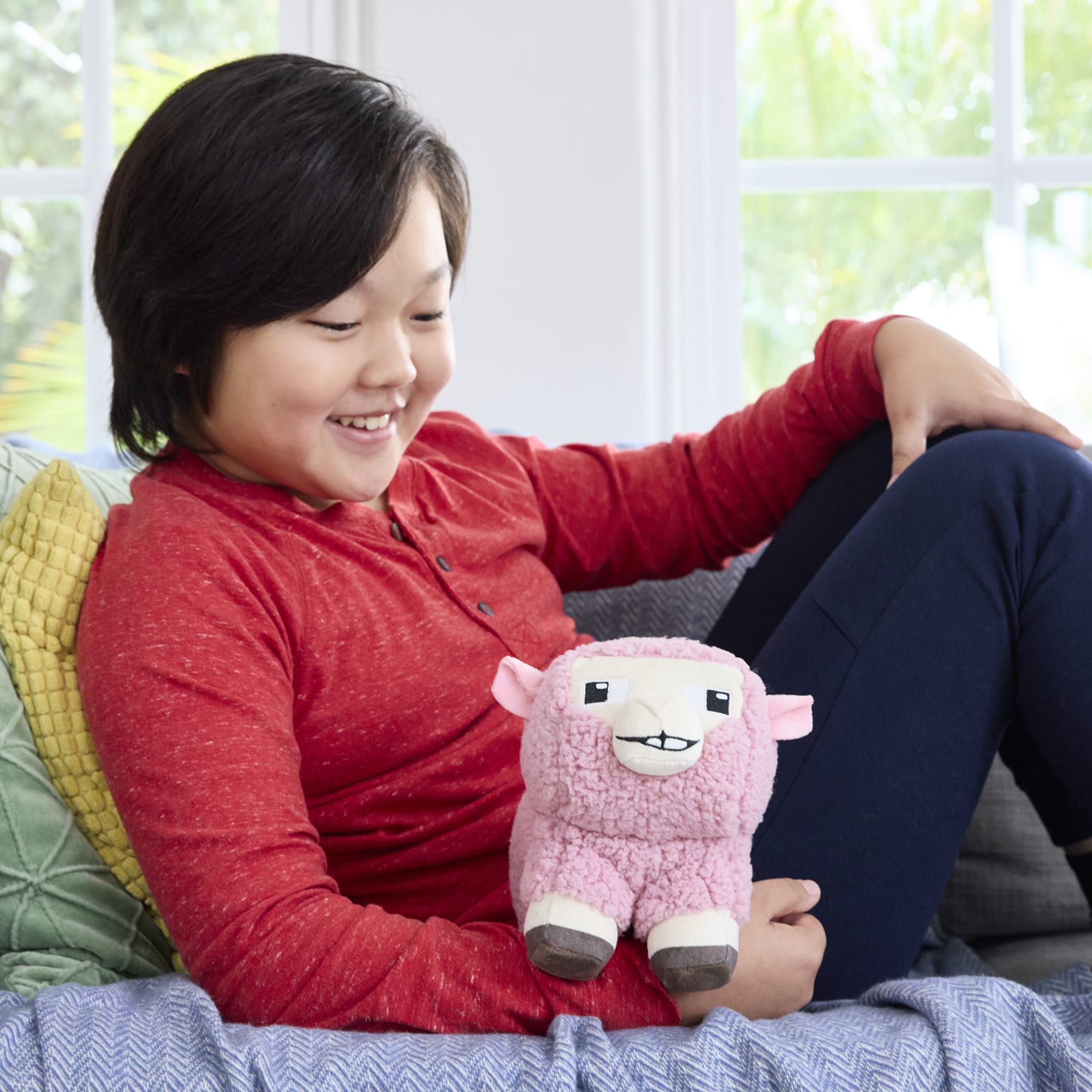 Minecraft Pink Sheep Plush Toy, 8-Inch Collectible Soft Doll Inspired By A Minecraft Movie